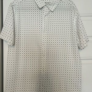 Men's White and Blue Patterned Casual Shirt